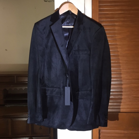 Report Black Velour Two Button Suit Blazer